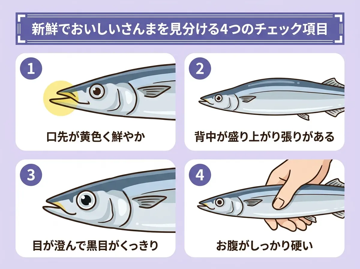 新鮮でおいしいさんまを見分ける4つのチェック項目
