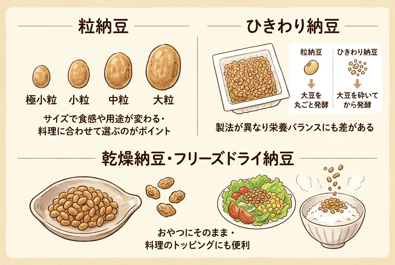 納豆の種類と特徴とは?粒の大きさやひきわりの違い