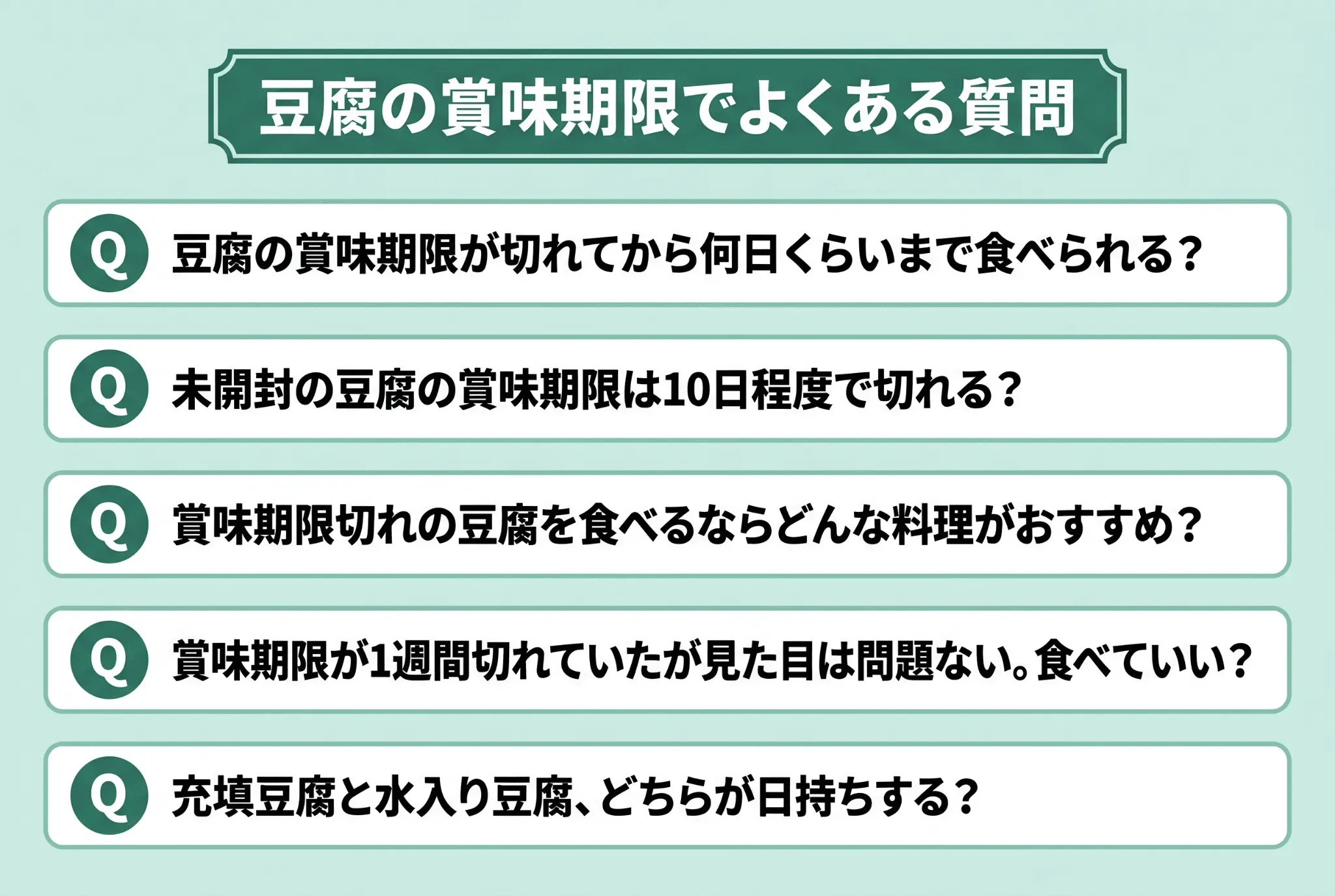豆腐の賞味期限でよくある質問