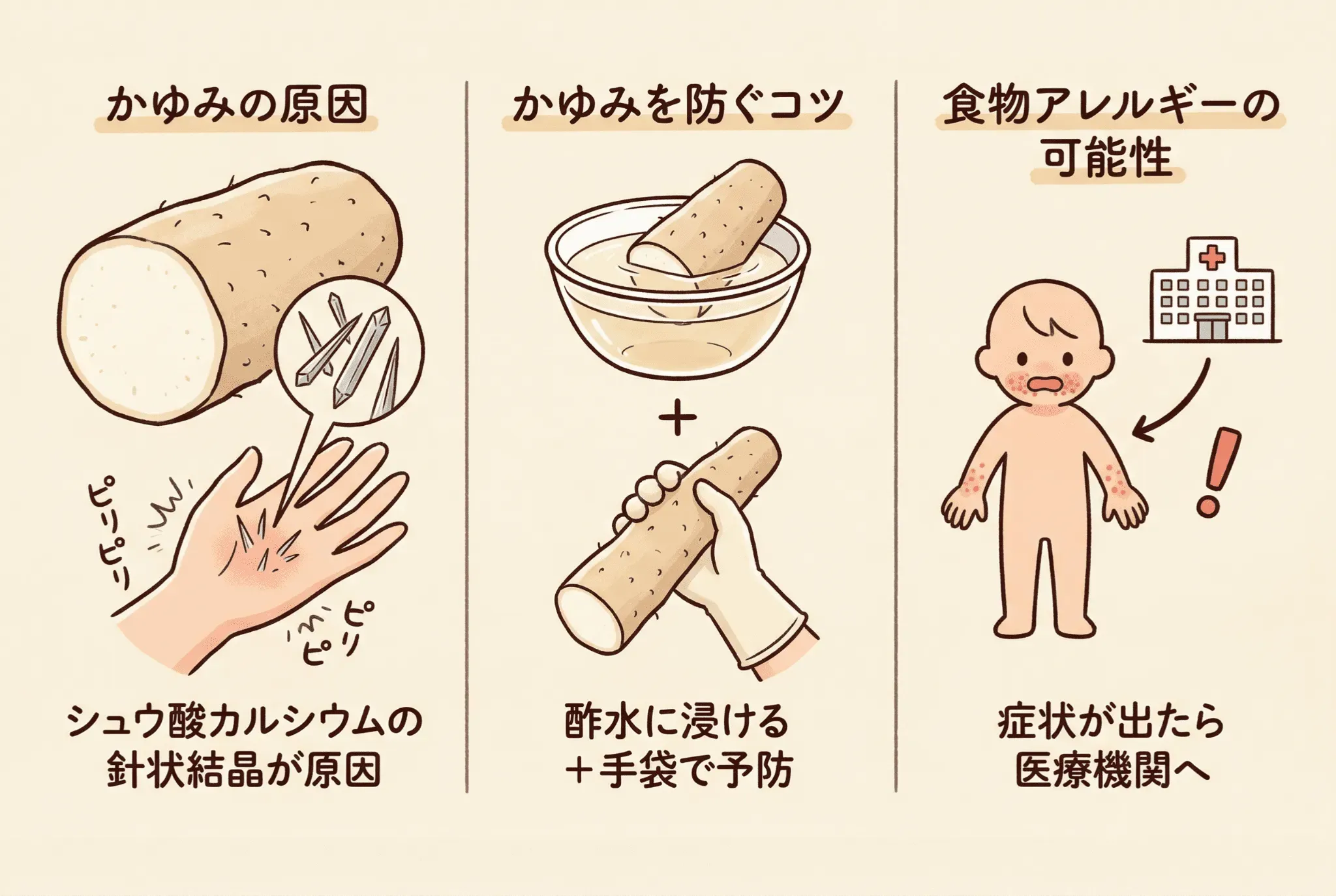 山芋・長芋のアレルギーとかゆみの原因|対策方法も紹介