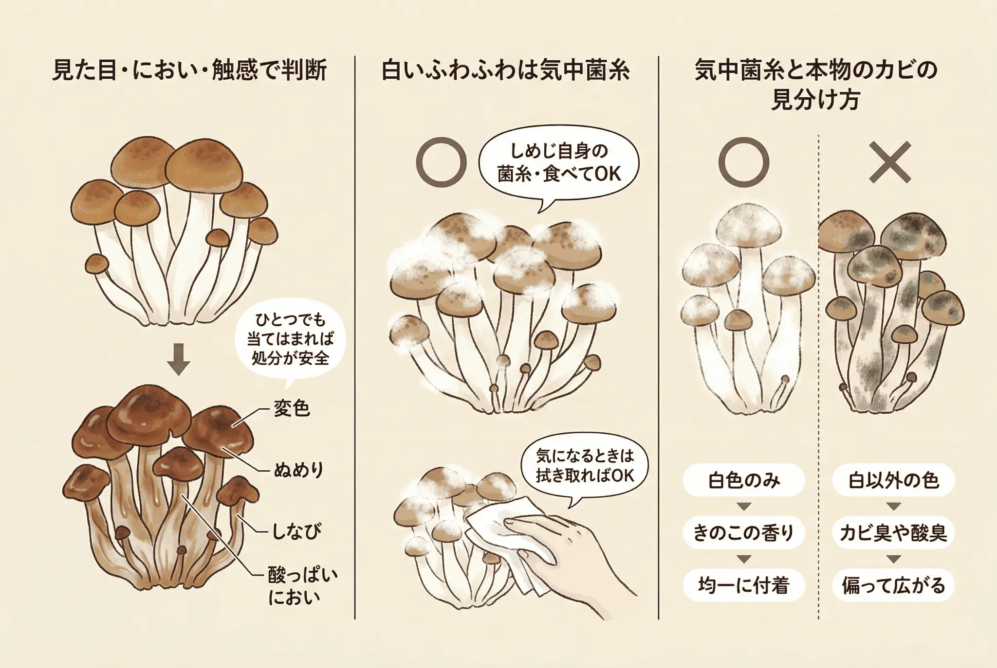 しめじが傷んでいるかの見分け方|見た目・におい・触感でチェック