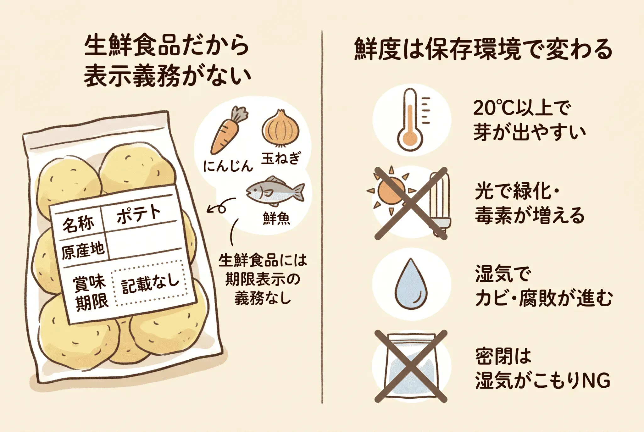 じゃがいもに賞味期限の表示がないのはなぜ?