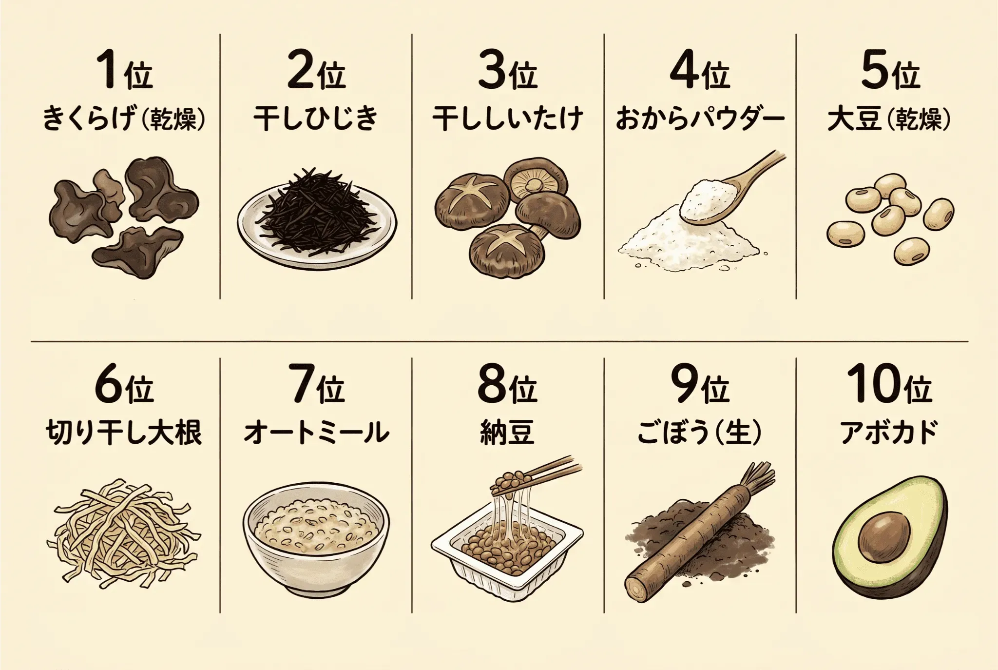 食物繊維が多い食品ランキング|食材全体のベスト10