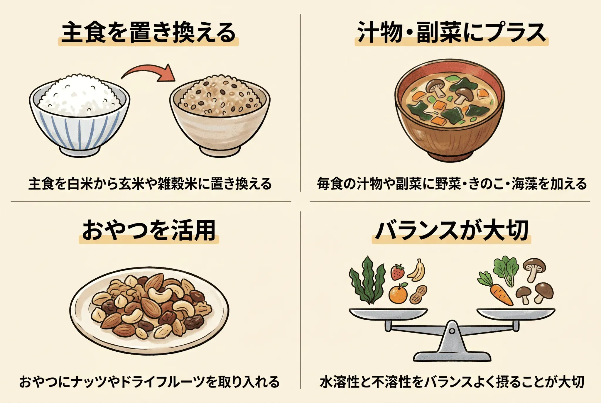 食物繊維を効率よく摂るための食べ方のコツ