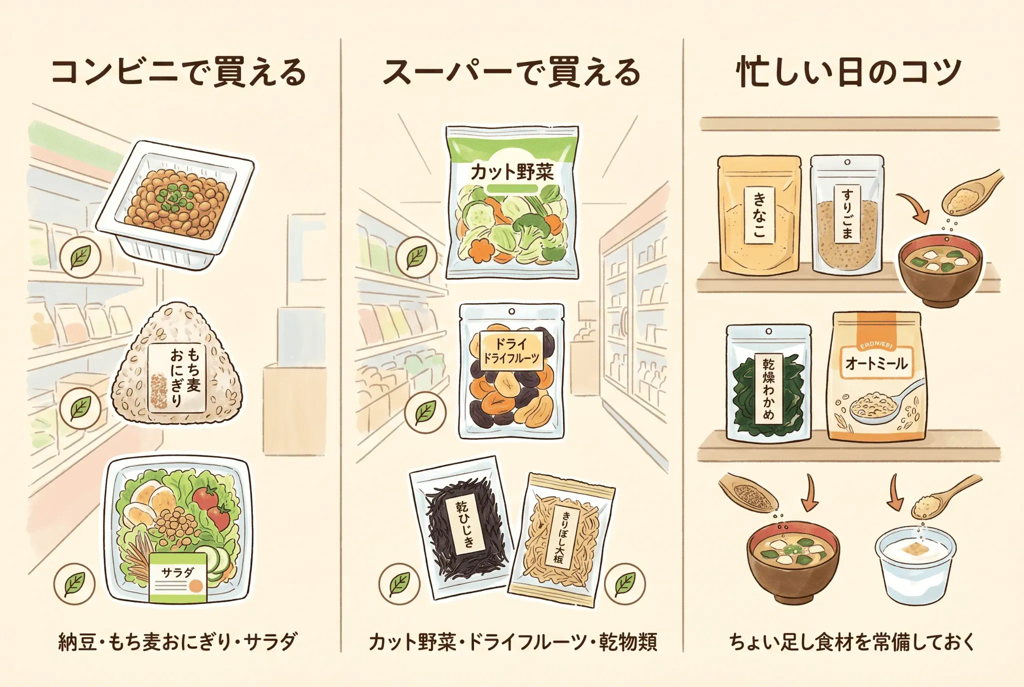 コンビニ・スーパーで手軽に買える食物繊維が多い食品