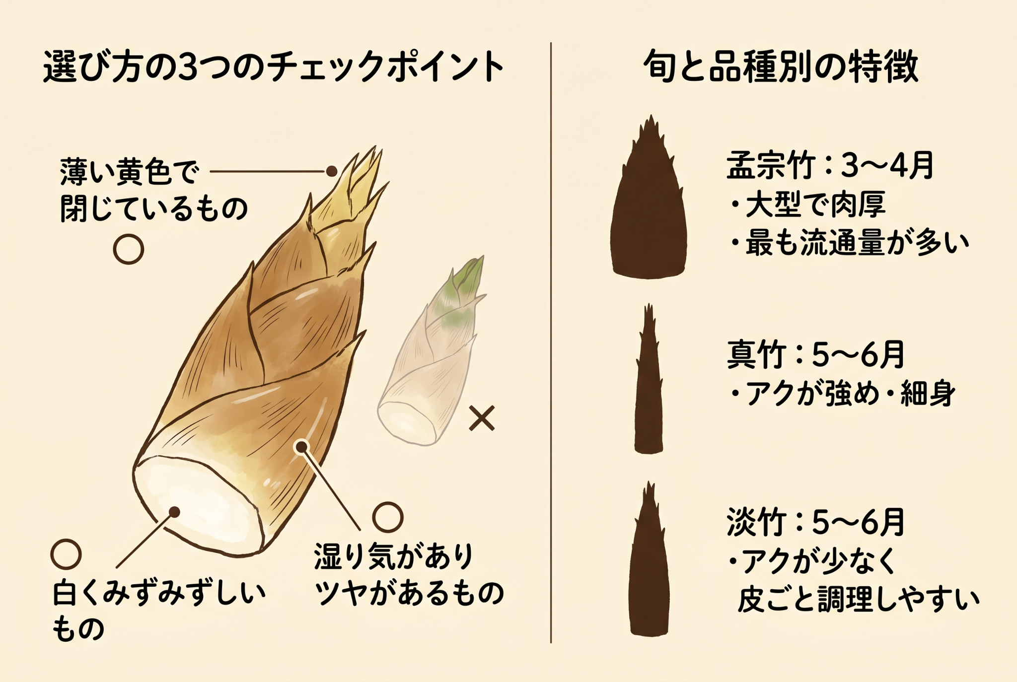 美味しいたけのこの選び方と旬の時期