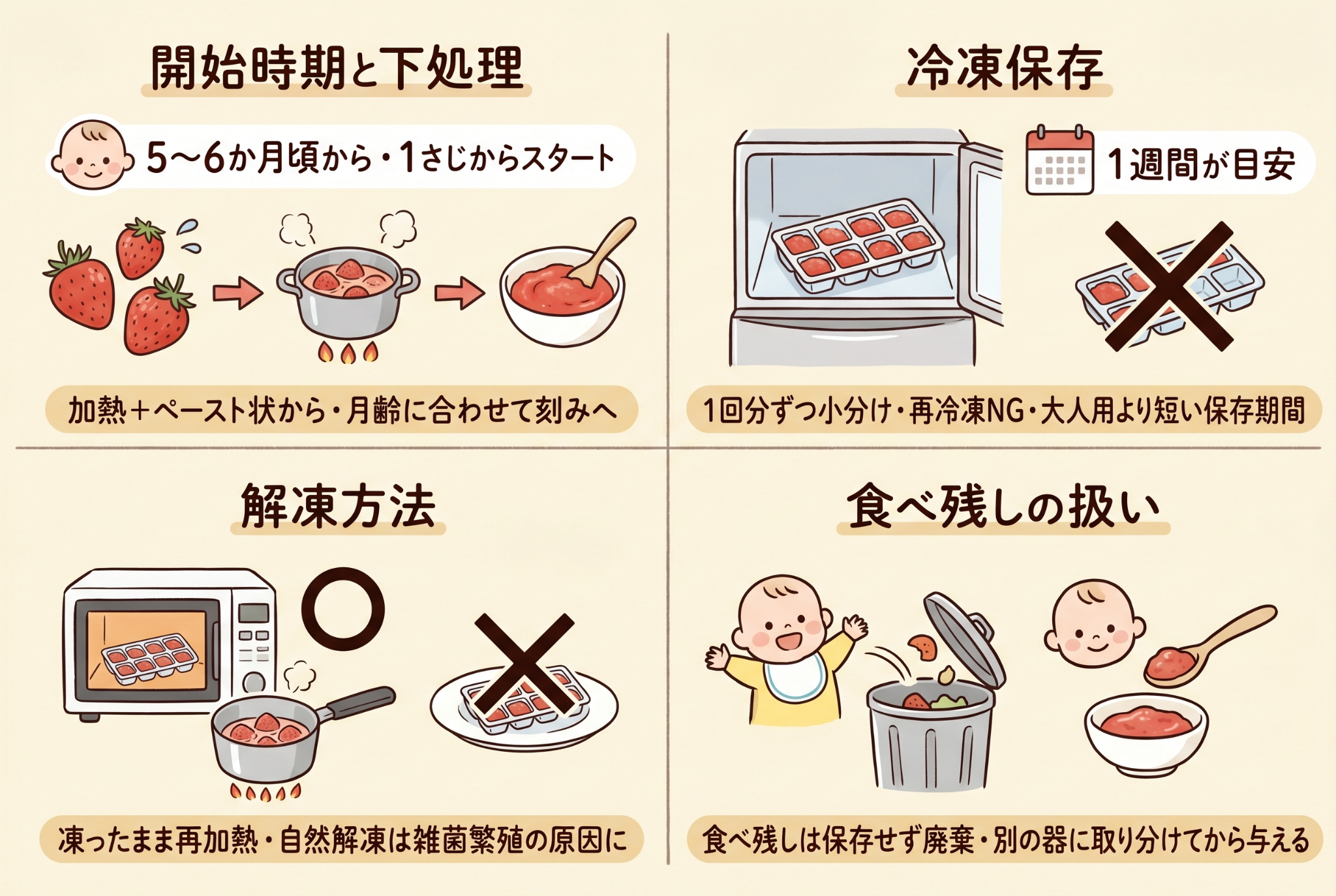 【離乳食向け】いちごの保存方法と月齢別の与え方