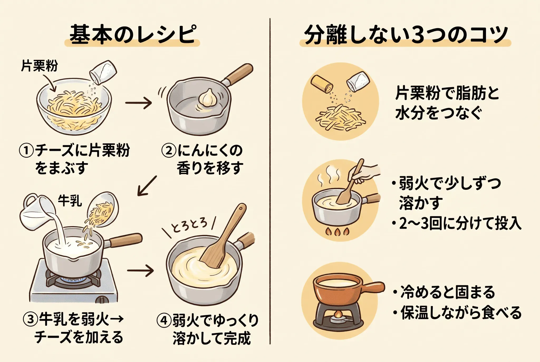 チーズフォンデュソースの簡単な作り方とは