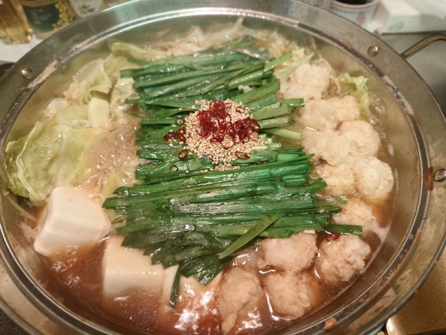 ニラと豆腐のもつ鍋