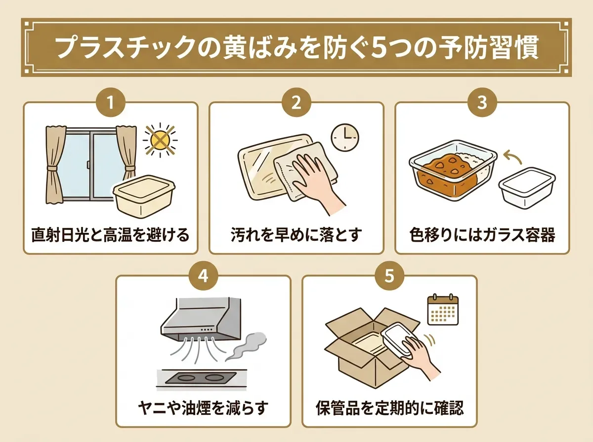 プラスチックの黄ばみを防ぐ5つの予防習慣