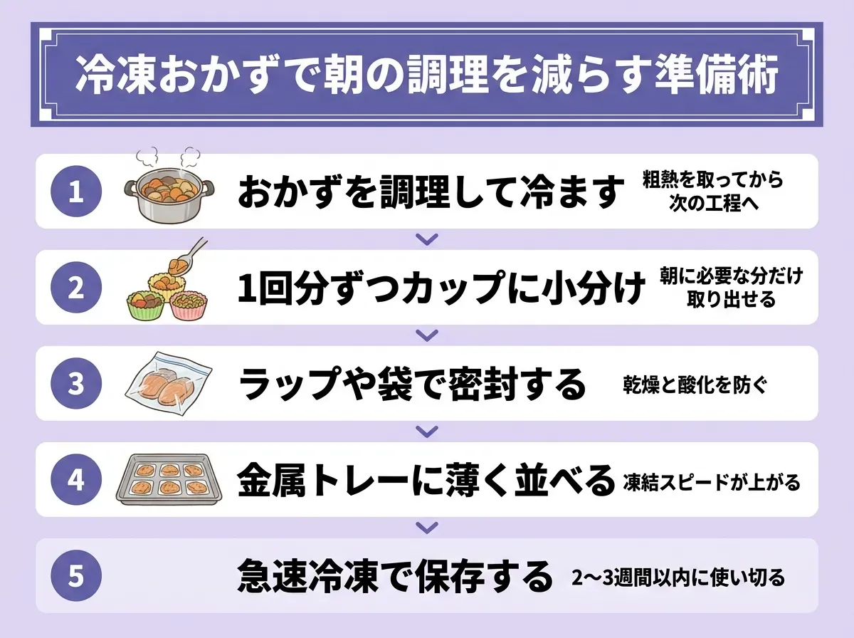 冷凍おかずで朝の調理を減らす準備術