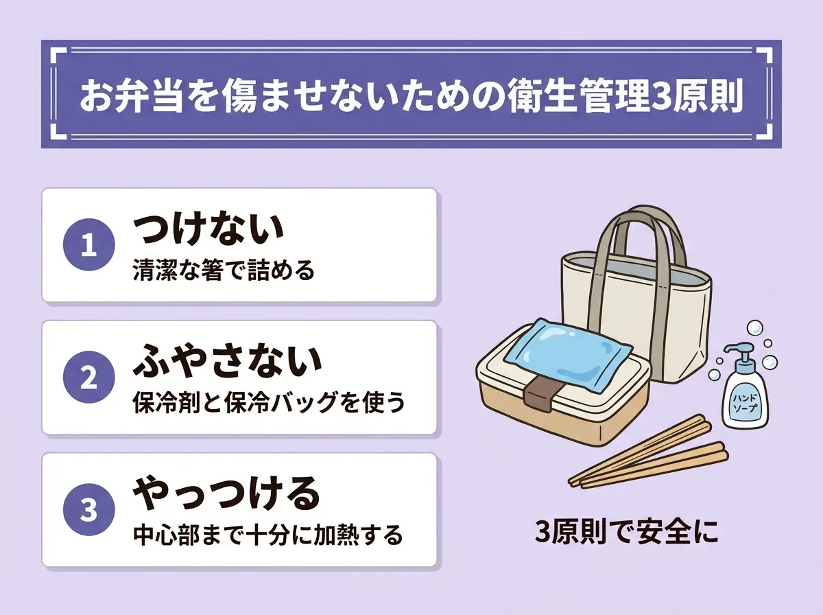 お弁当を傷ませないための衛生管理3原則