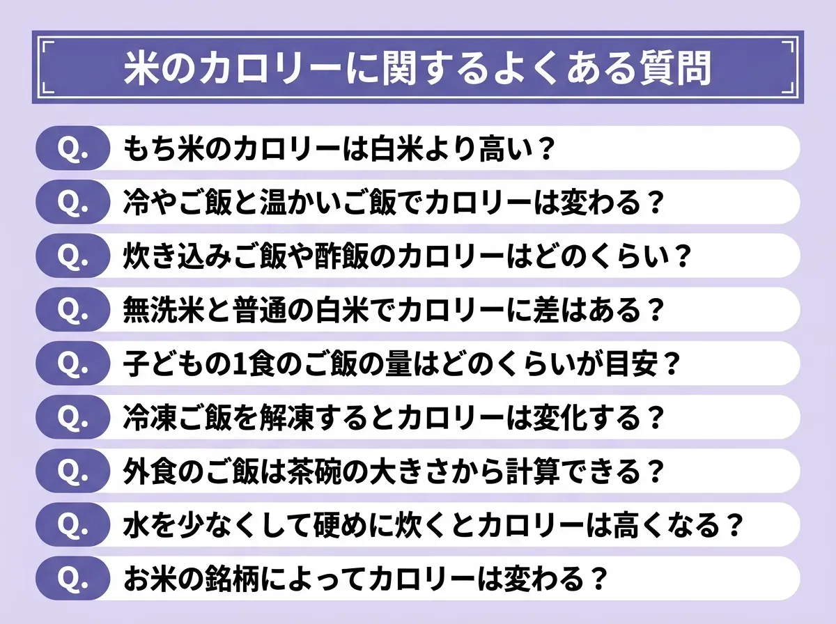 米のカロリーに関するよくある質問