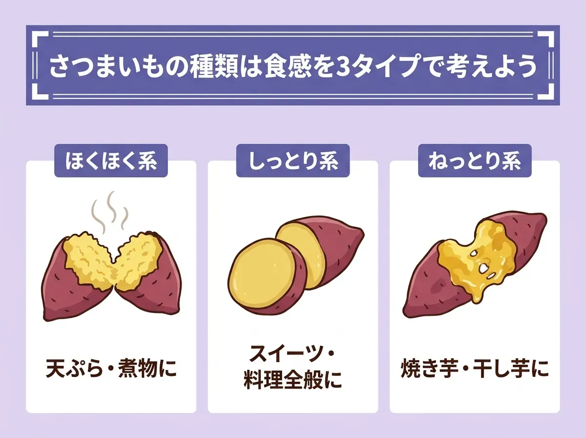 さつまいもの種類は食感を3タイプで考えよう