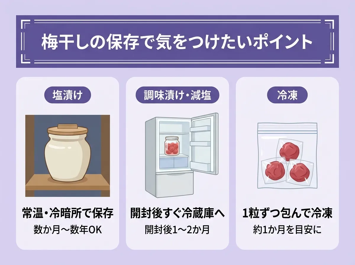 梅干しの保存で気をつけたいポイント