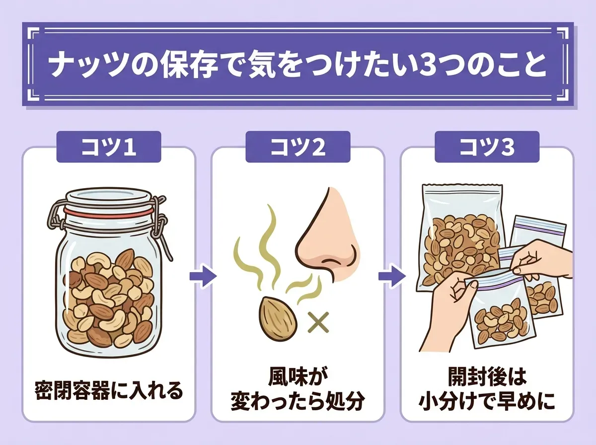 ナッツの保存で気をつけたい3つのこと