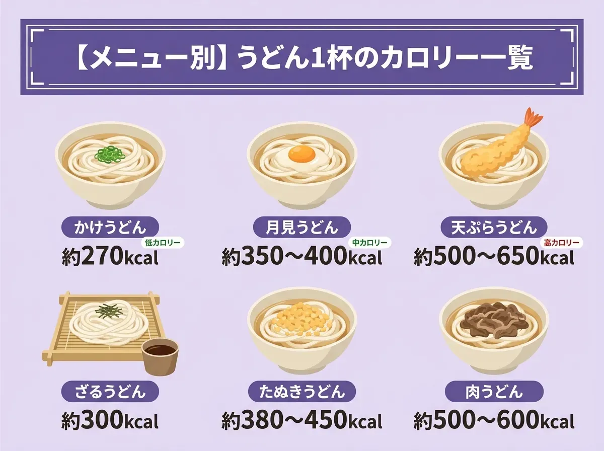 【メニュー別】うどん1杯のカロリー一覧