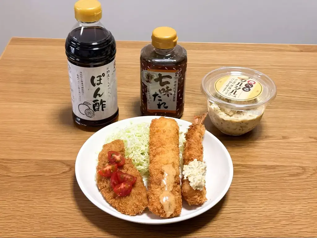 ロピアの冷凍魚フライと調味料